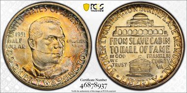 1951 50C Booker T. Washington MS66+