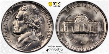1939 5C Reverse of 1940 MS66