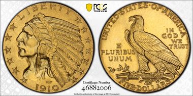 1910 $5 PR66