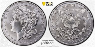 2021-D $1 Morgan Dollar 100th Anniversary MS70