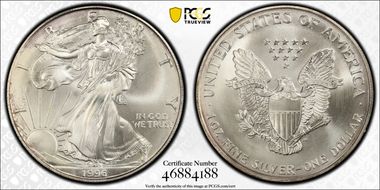 1996 $1 Silver Eagle MS67