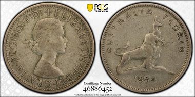 1954(m) Florin Royal Visit KM-55  Ag F12