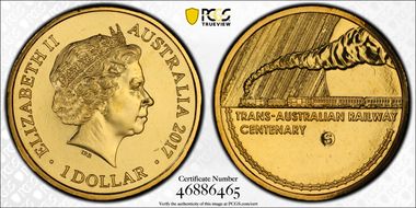 2017-S $1 Trans-Australian Railway Counterstamp MS68