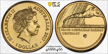 2017-S $1 Trans-Australian Railway Counterstamp MS67