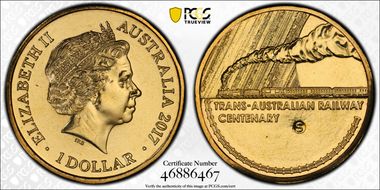 2017-S $1 Trans-Australian Railway Counterstamp MS67