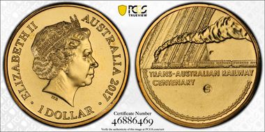 2017-S $1 Trans-Australian Railway Counterstamp MS67