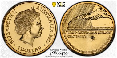 2017-S $1 Trans-Australian Railway Counterstamp MS69
