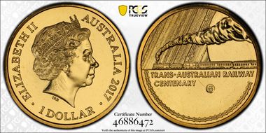 2017-S $1 Trans-Australian Railway Counterstamp MS67