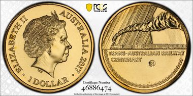 2017-B $1 Trans-Australian Railway Counterstamp MS67