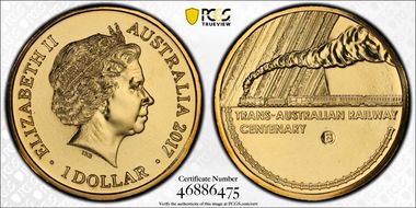 2017-B $1 Trans-Australian Railway Counterstamp MS69