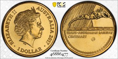 2017-B $1 Trans-Australian Railway Counterstamp MS68