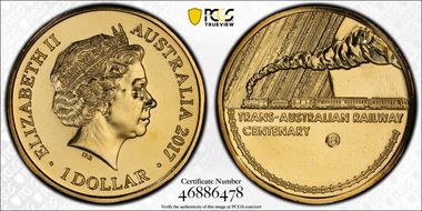 2017-B $1 Trans-Australian Railway Counterstamp MS66