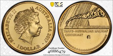 2017-B $1 Trans-Australian Railway Counterstamp MS68