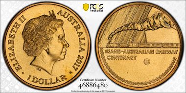 2017-B $1 Trans-Australian Railway Counterstamp MS68