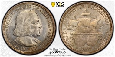 1893 50C Columbian AU58