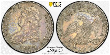 1820/19 50C Overton 101, Square Base 2 VF35