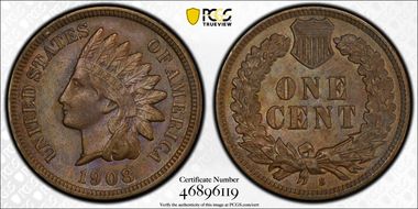1908-S 1C AU58BN