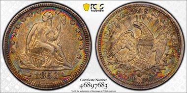 1853 25C Arrows and Rays XF45