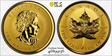 2022 $200 Maple Leaf - Ultra High Relief Reverse Proof PR70