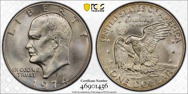 1974-S $1 Silver MS68