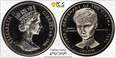 1996-PM Crown Audrey Hepburn Centenary of the Cinema MS67