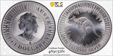 2020 $1 Red Kangaroo Ag Frosted UNC First Strike MS69