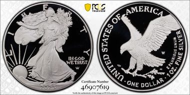2023-W  $1 Silver Eagle First Day of Issue PR70DCAM