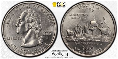 2000-D 25C Virginia MS65