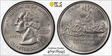 1999-D 25C New Jersey MS62