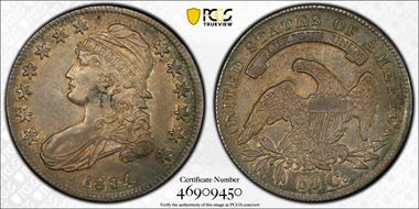 1834 50C Small Date, Small Letters XF45