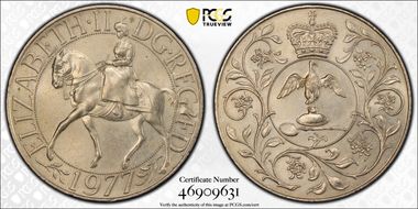 1977 25p Jubilee Cu/Ni S-LL2 MS64