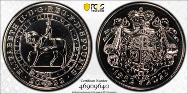 2022 £5 Platinum Jubilee CuNi J. Bergdahl Obv. MS69