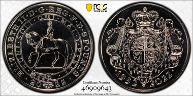 2022 £5 Platinum Jubilee CuNi J. Bergdahl Obv. MS69