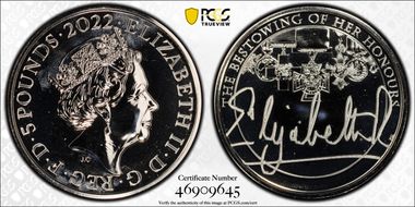 2022 £5 Honours & Investitures MS68