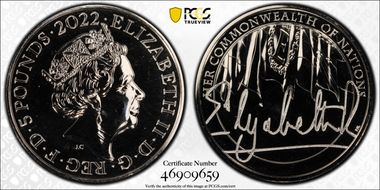 2022 £5 Commonwealth of Nations The Queen's Reign MS68