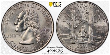 2001-D 25C Vermont AU58