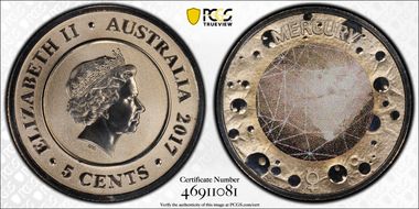 2017 5C Planetary Coins Mercury Colorized MS70