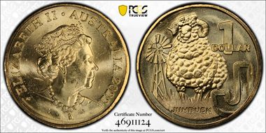 2022 $1 Great Aussie Coin Hunt - 'J' Jumbuck MS63