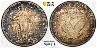 1917-D 25C Type 1 AU58