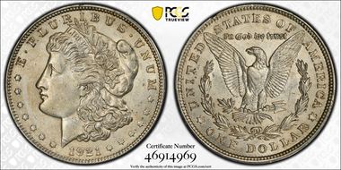 1921 $1 Morgan AU55