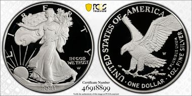 2021-W  $1 Silver Eagle - Type 2 First Strike PR70DCAM