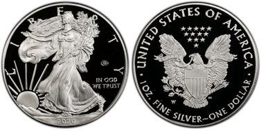 2020-W  $1 Silver Eagle - v75 Privy PR69DCAM