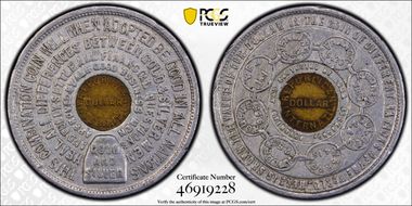 (1897) SC$1 HK-834 Bickford Dollar Aluminum, Bronze Center AU50