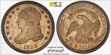 1828 10C JR-1 Small Date MS64+