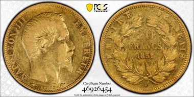 1859-A 20 Fr Gad-1061 F-531 AU53