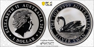 2017-P $1 Silver Swan MS70