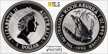1992 $1 Kookaburra Ag MS69