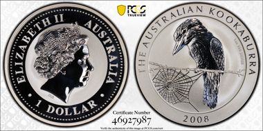 2008-P $1 Kookaburra Ag MS69