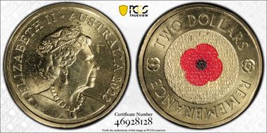 2022-C $2 Remembrance Day Colorized MS67