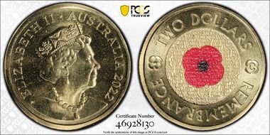 2022-C $2 Remembrance Day Colorized MS67